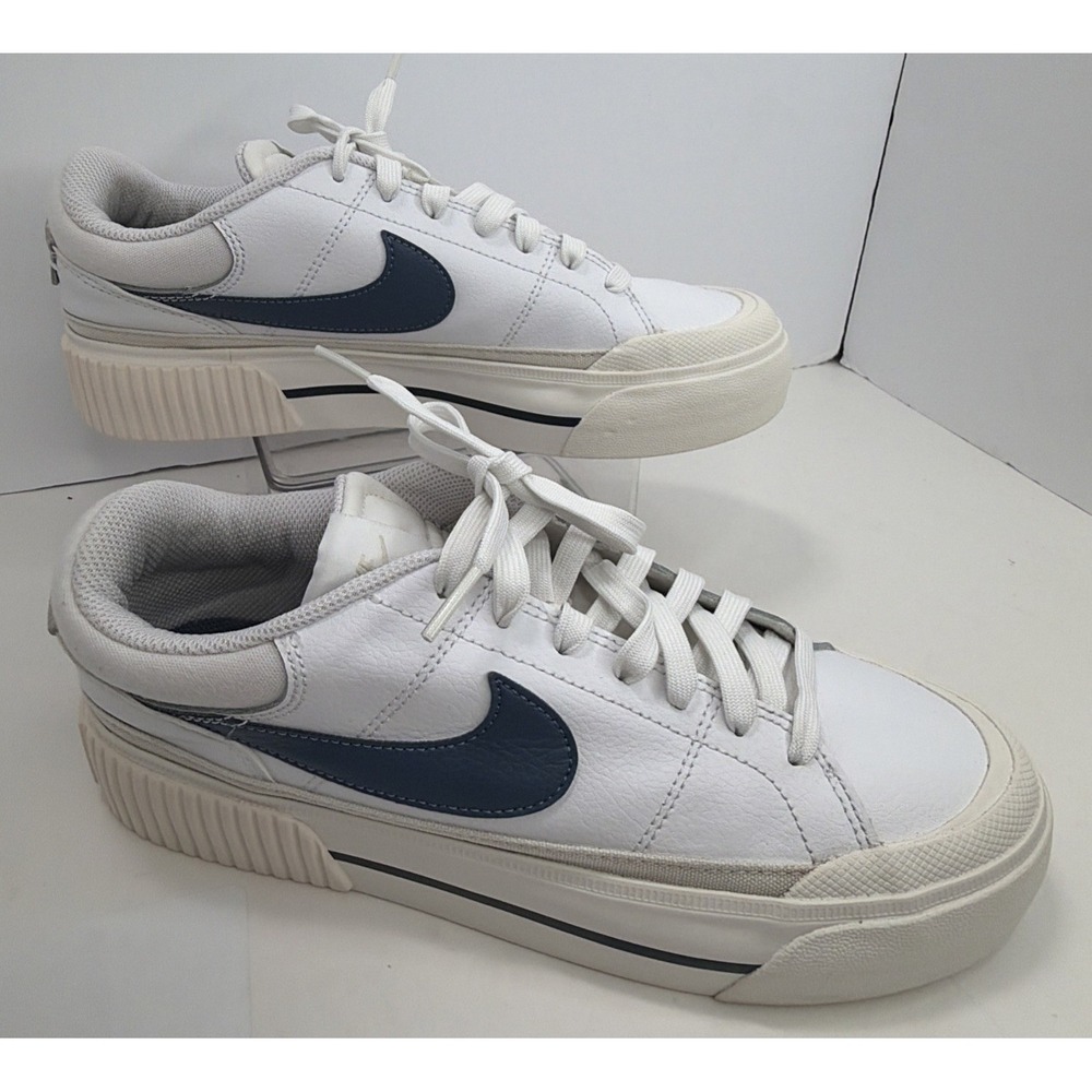 Size 9 - Nike Court Legacy Lift White Diffused Blue Platform Sneakers DM7590-104 - Picture 5 of 16